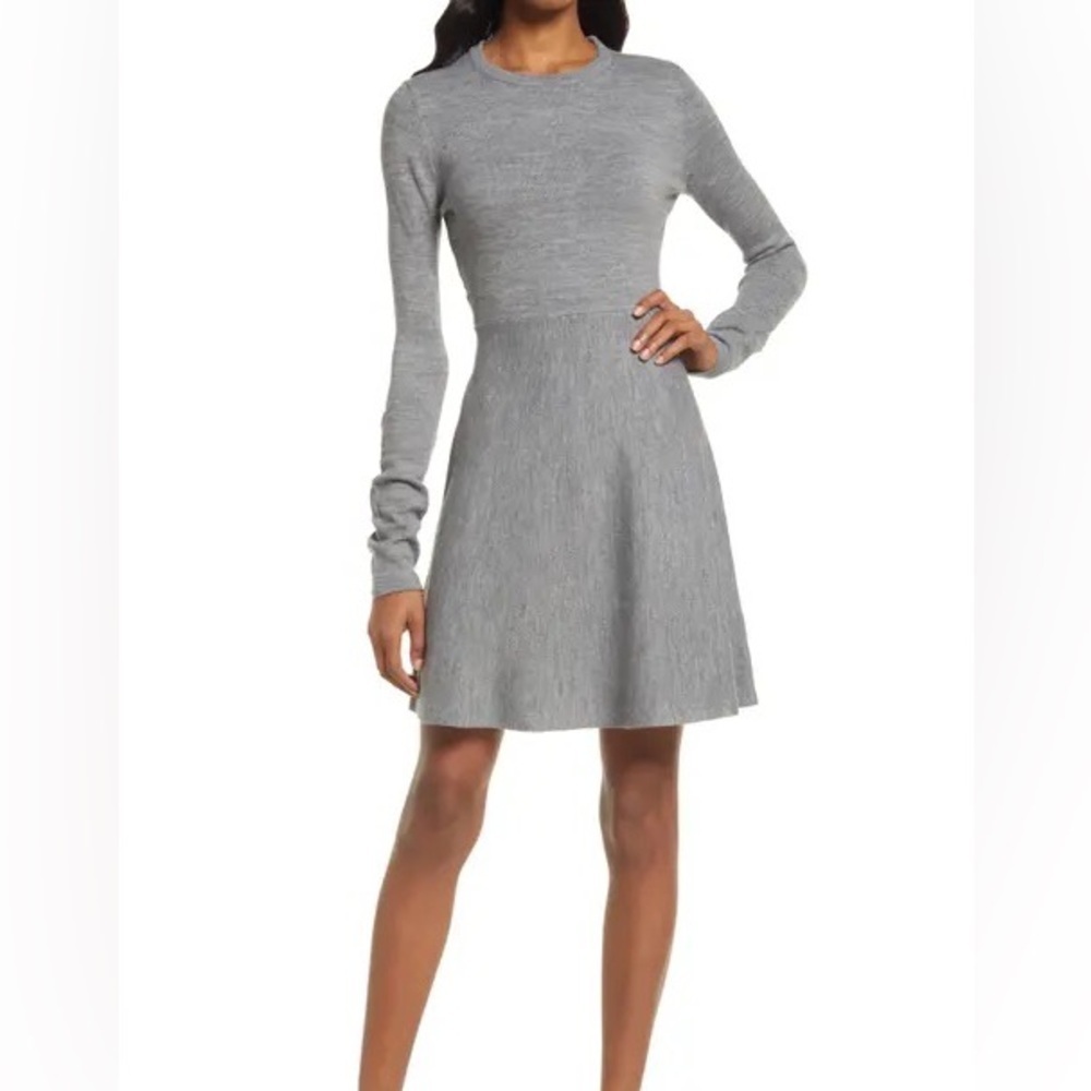 NWT French connection Babysoft Crew Neck Dress Med Grey